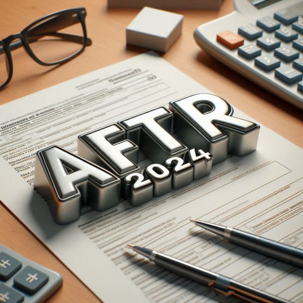 Annual Federal Tax Refresher (AFTR) 2024 course materials including forms, pens, calculator, and glasses.